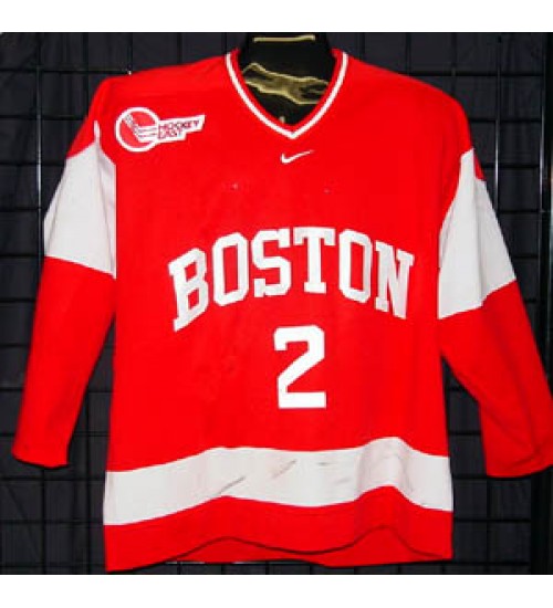 Custom NCAA 1999-00 Boston University Terriers BU 2 Bussoli Hockey Jersey Road Red